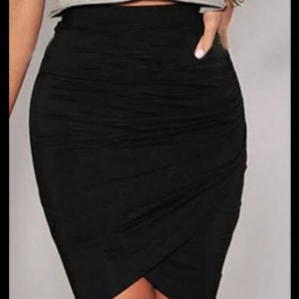 EXPRESS Faux Wrap Black Mini Skirt Size M